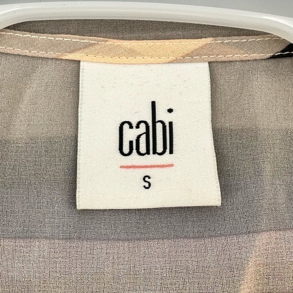 Cabi Women’s Sheer Underline Striped Sleeveless V Neck Blouse Size Small - Picture 6 of 8